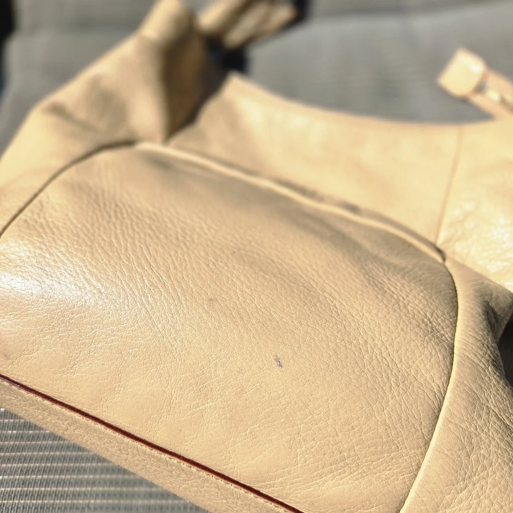 Kate Spade Cream Leather Soft Neutral Hobo Boho Casual Shoulder Purse Bag